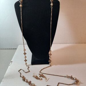 Vintage Beaded/Spring Necklace and earrings Cottagecore Grandmacore Kitsch